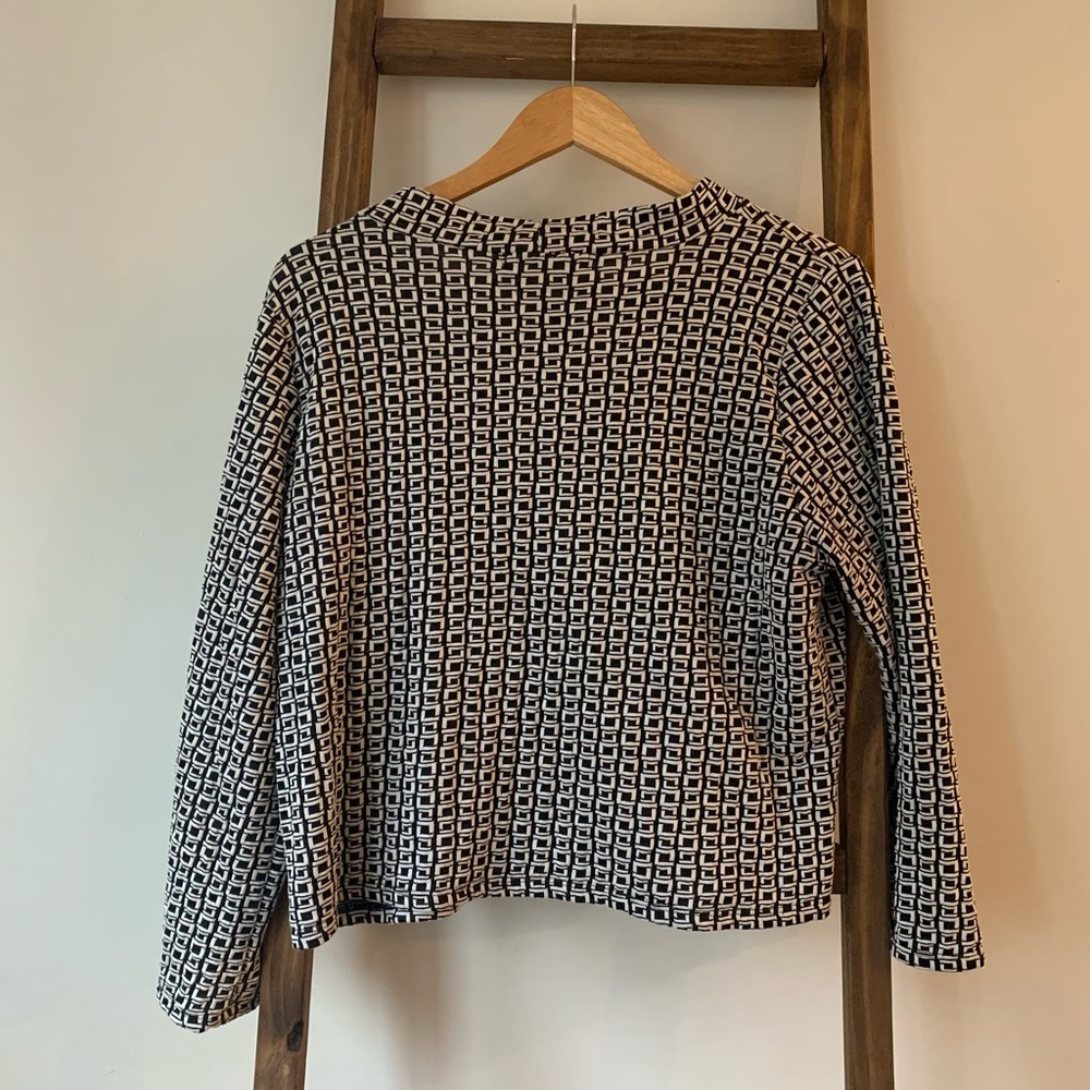 Patterned Mock Neck long Sleeve Blouse - Medium